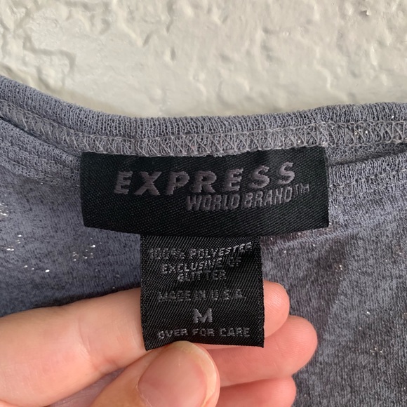 Express World Brand: 90’s Crop Cami Top Silver - Picture 3 of 6
